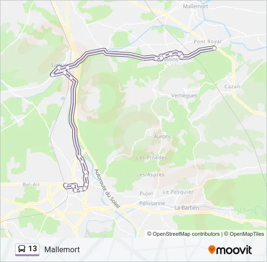 13 Bus Line Map
