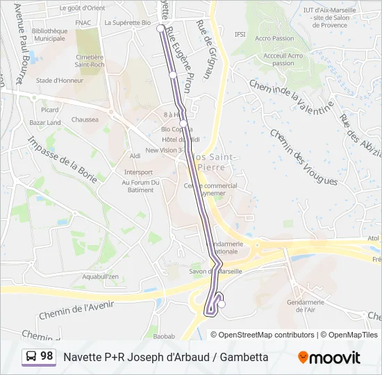98 Bus Line Map