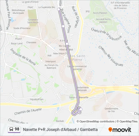 98 Bus Line Map