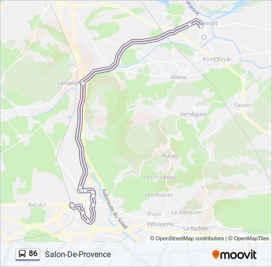 Plan de la ligne 86 de bus