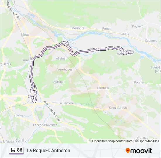 Plan de la ligne 86 de bus