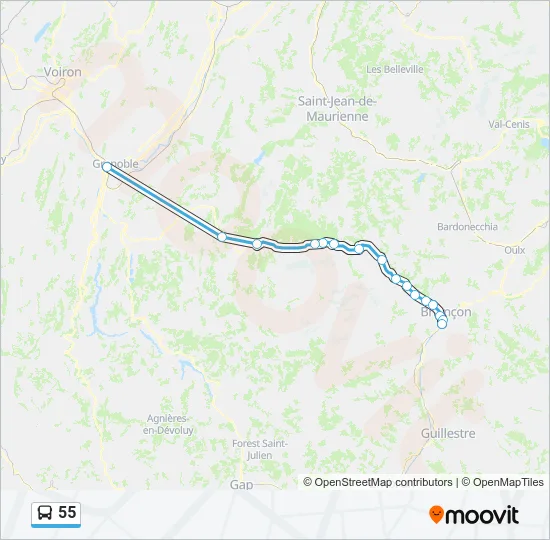 55 Bus Line Map