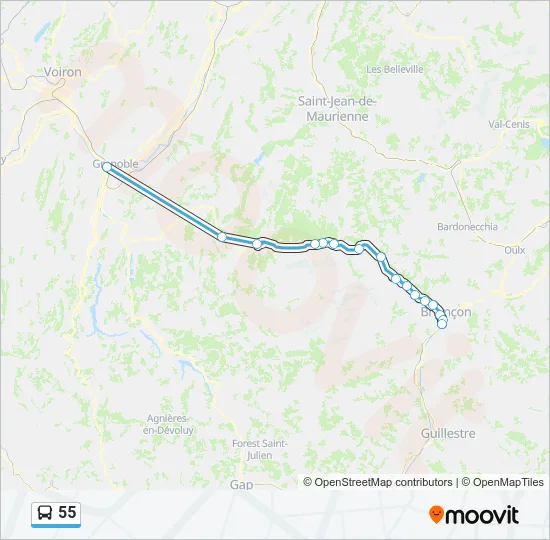 55 Bus Line Map