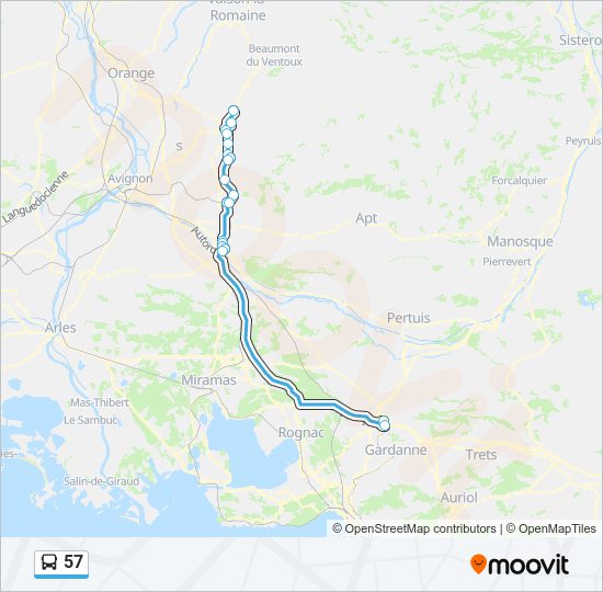 Plan de la ligne 57 de bus