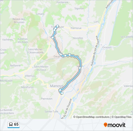 Plan de la ligne 65 de bus