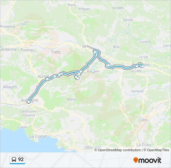 Mapa de 92 de autobús