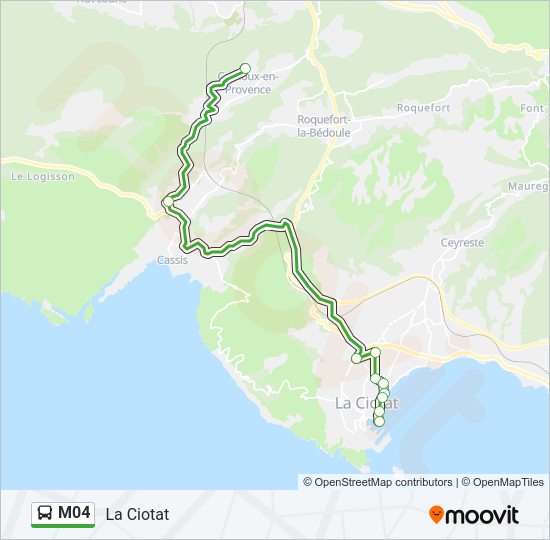 Plan de la ligne M04 de bus