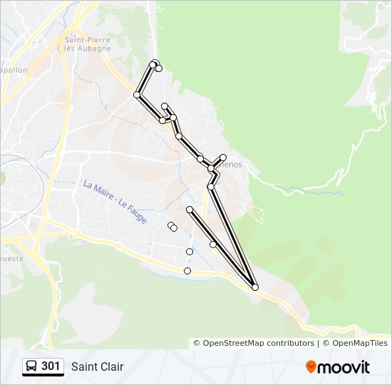 Plan de la ligne 301 de bus