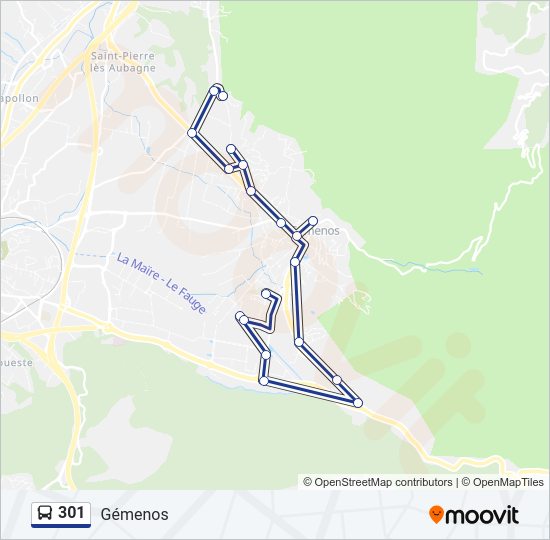 Plan de la ligne 301 de bus