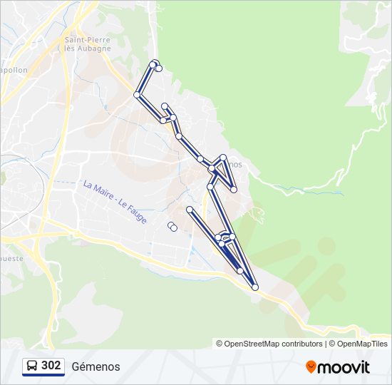 Plan de la ligne 302 de bus
