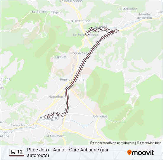 Plan de la ligne 12 de bus