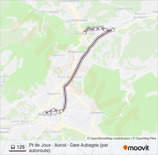 Plan de la ligne 12S de bus