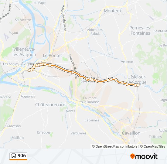 Mapa de 906 de autobús