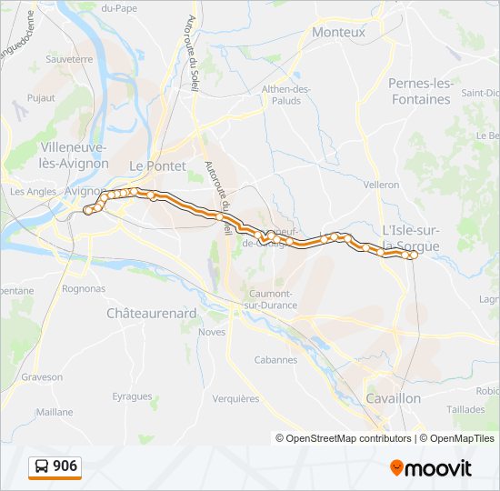 Mapa de 906 de autobús