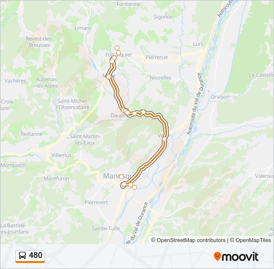 Plan de la ligne 480 de bus