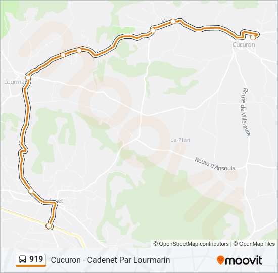 Plan de la ligne 919 de bus