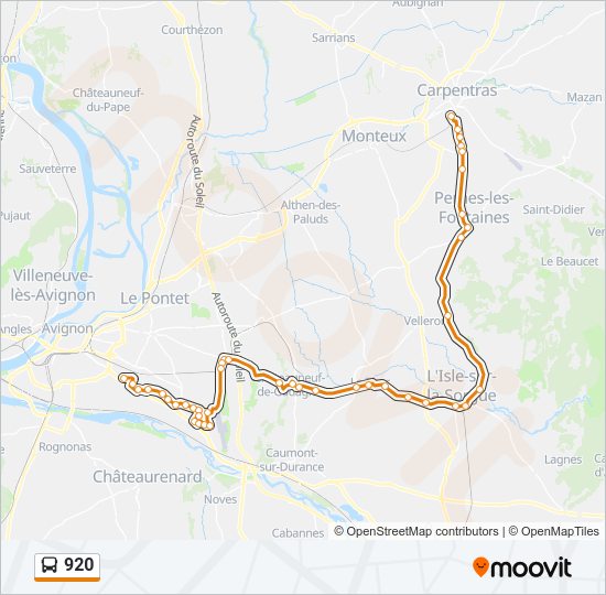Plan de la ligne 920 de bus