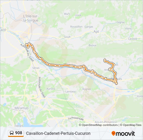 Plan de la ligne 908 de bus