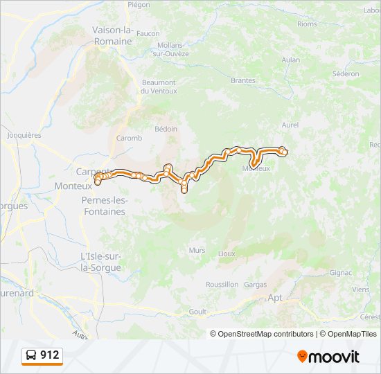 Plan de la ligne 912 de bus
