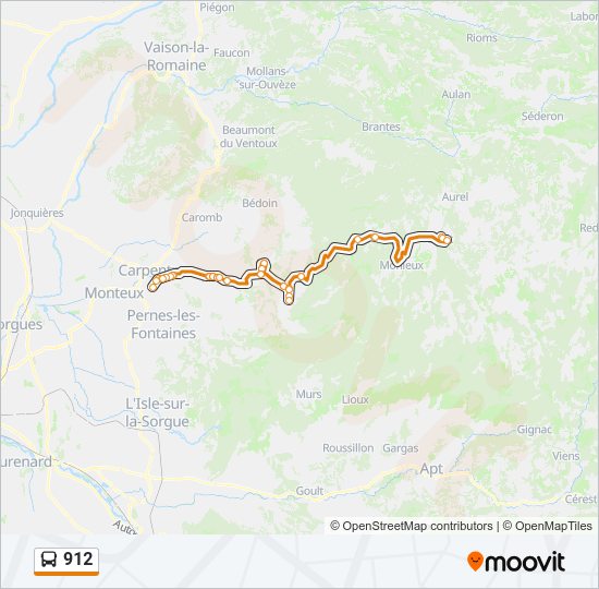 Plan de la ligne 912 de bus