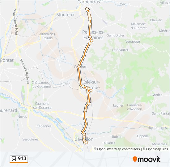 Plan de la ligne 913 de bus