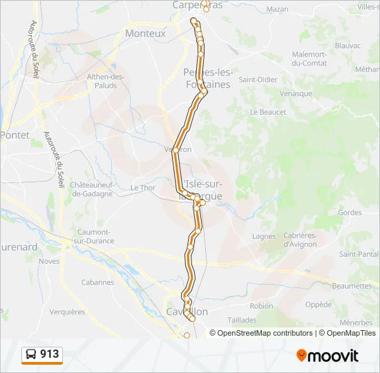 913 Bus Line Map
