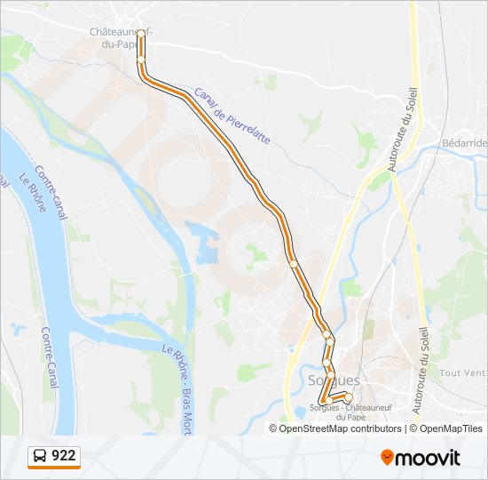 Plan de la ligne 922 de bus