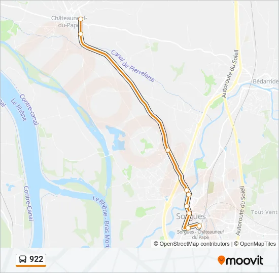 Plan de la ligne 922 de bus