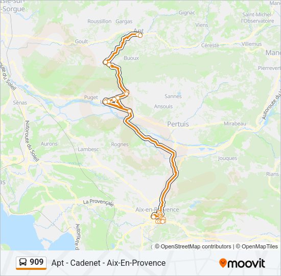 Plan de la ligne 909 de bus