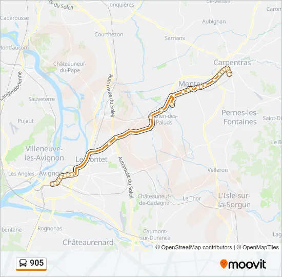 905 Bus Line Map