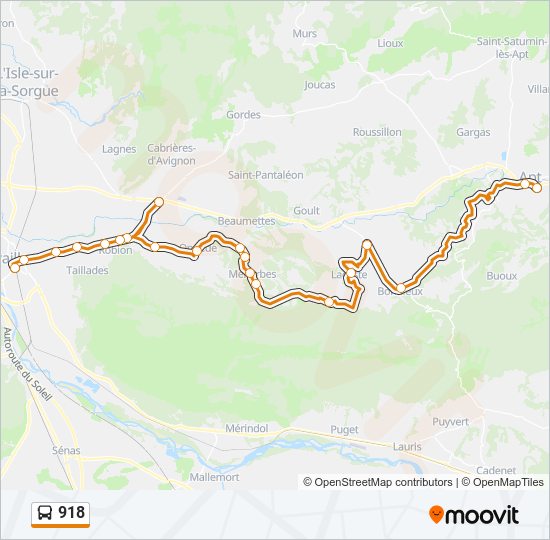 Plan de la ligne 918 de bus