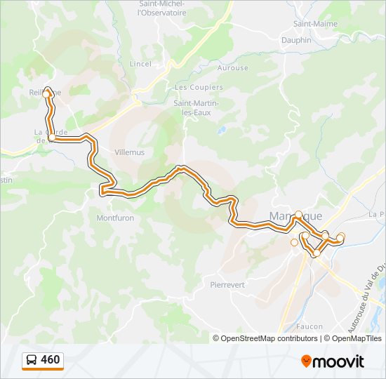 Plan de la ligne 460 de bus