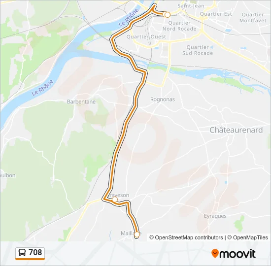 708 Bus Line Map