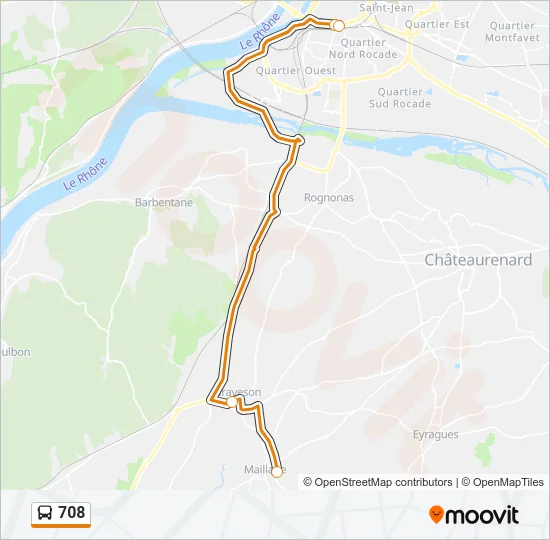 708 Bus Line Map