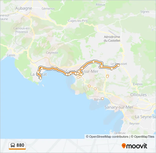 880 Bus Line Map