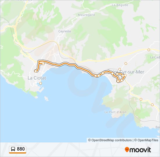 880 bus Line Map