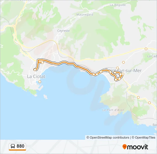 880 Bus Line Map