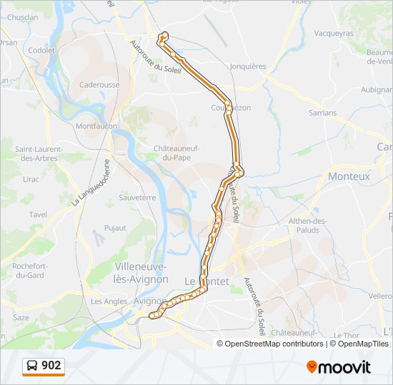 Plan de la ligne 902 de bus