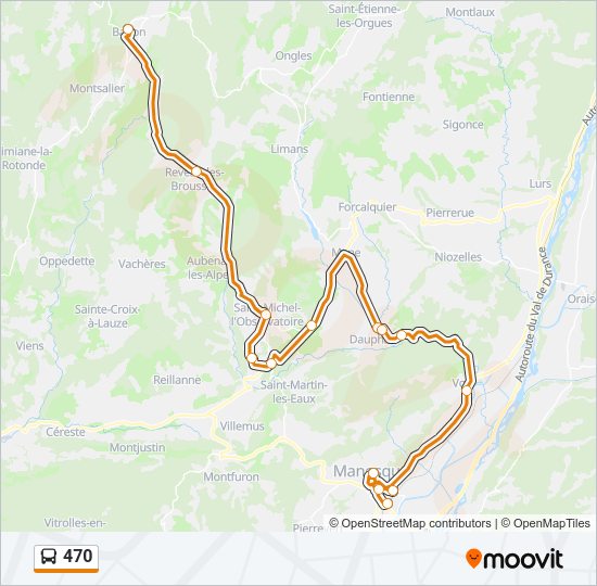 Plan de la ligne 470 de bus