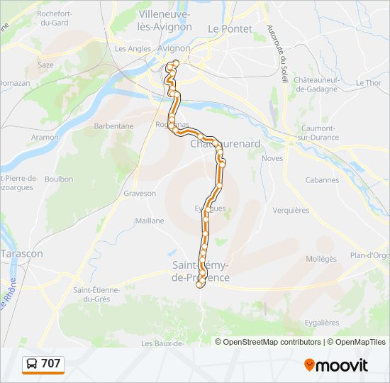 Plan de la ligne 707 de bus