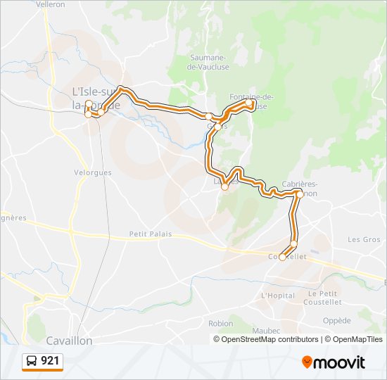 Plan de la ligne 921 de bus