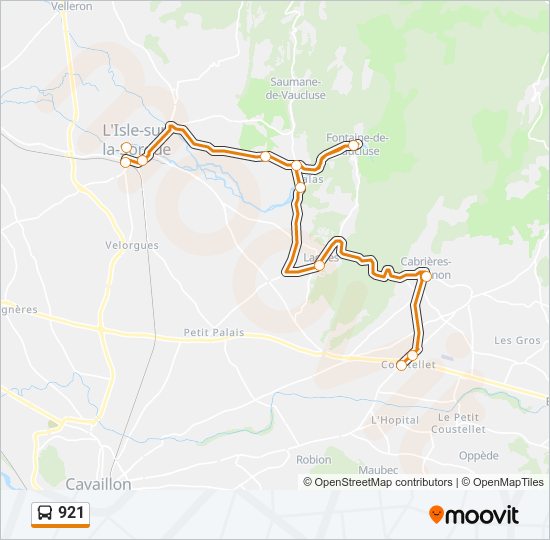 Plan de la ligne 921 de bus