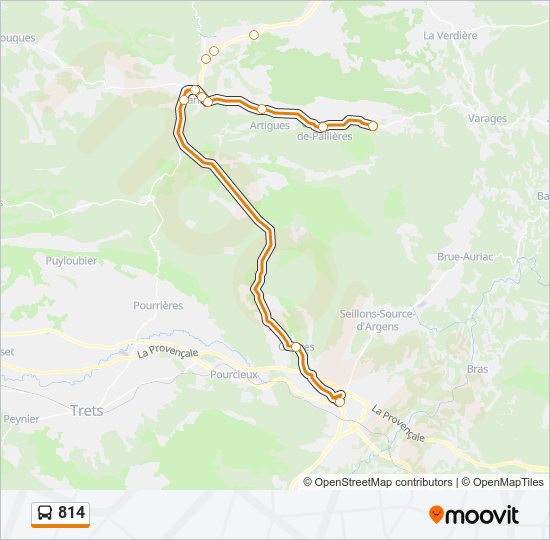 Mapa de 814 de autobús