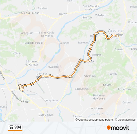 Plan de la ligne 904 de bus