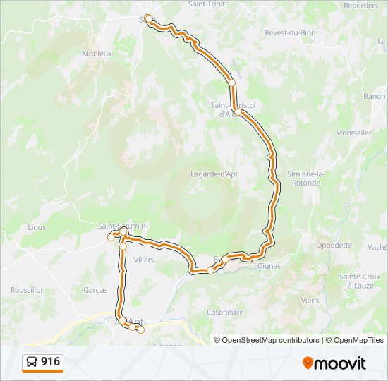 916 bus Line Map