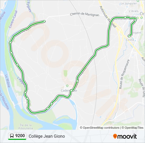 Mapa de 9200 de autobús