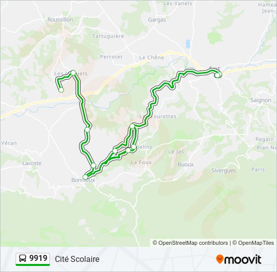 Mapa de 9919 de autobús