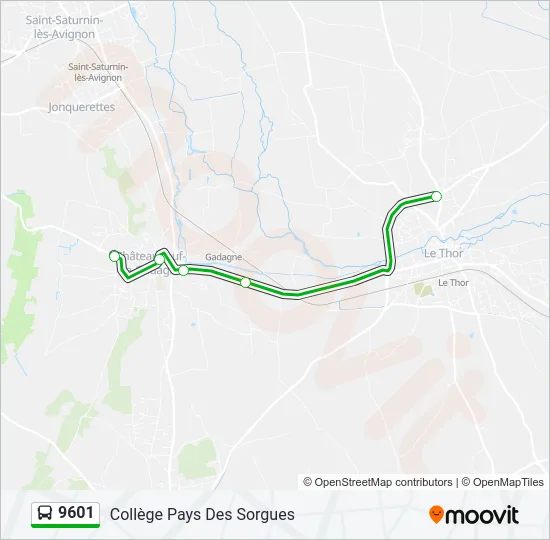 9601 Bus Line Map