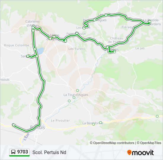 Plan de la ligne 9703 de bus