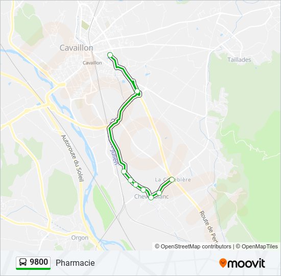 Plan de la ligne 9800 de bus